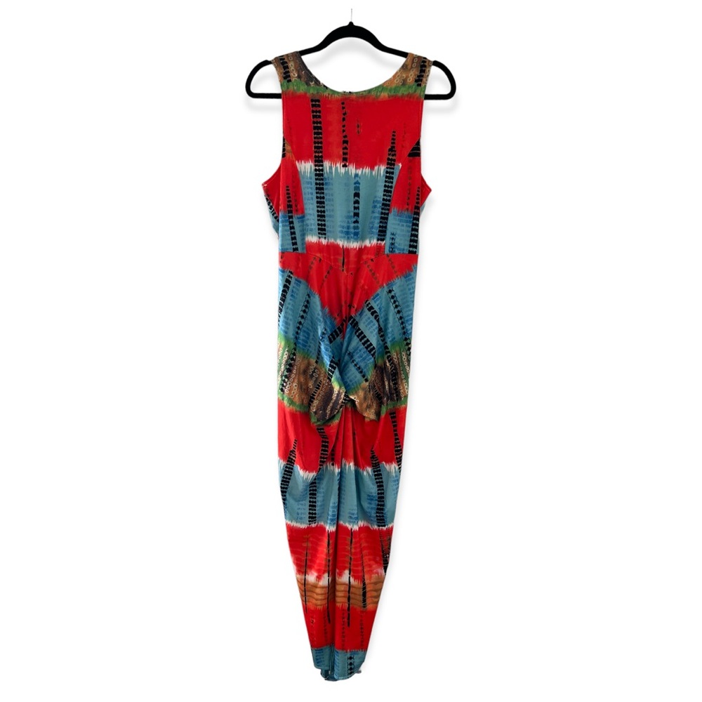 Multi-color Sleeveless Front Ruche with Split Maxi Dress | Size XL | Never Worn
